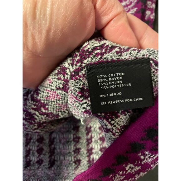 Carlisle Purple Checked Round Neck Long Sleeved Cardigan Sweater Sz XL - Picture 12 of 12
